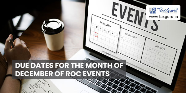 Due Dates For The Month of December of ROC Events