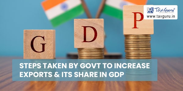 Steps taken by Govt to increase exports & its share in GDP
