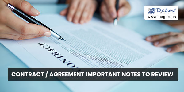 Contract Agreement Important Notes to Review