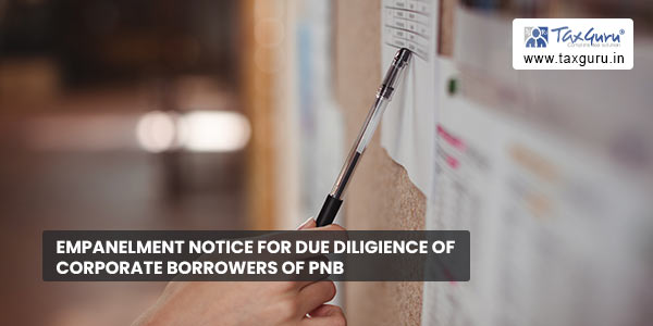 Empanelment notice for Due Diligience of Corporate Borrowers of PNB