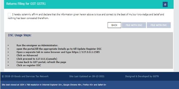 On clicking of ‘File Statement’ button, taxpayers will be navigated to the filing page to file GSTR-1