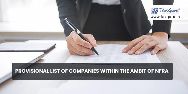 Provisional List of Companies within the ambit of NFRA