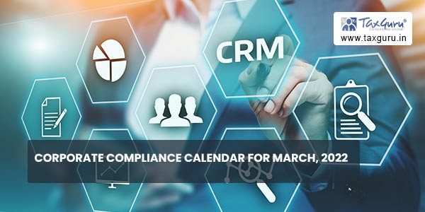 Corporate Compliance Calendar for March, 2022