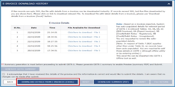 e-invoice download history