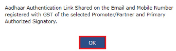 A pop-up message window is displayed stating the link has been shared on the GST