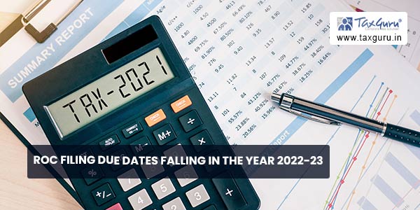 ROC filing Due Dates falling in the year 2022-23