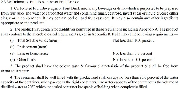 carbonated fruit beverages or fruit drinks