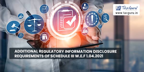 Additional Regulatory Information Disclosure Requirements of Schedule III W.E.F 1.04.2021