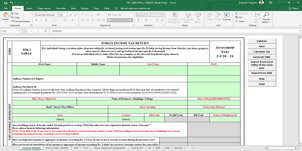 Download the Excel based utility and you'll find the older version of the ITR Excel utility
