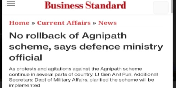 No rollback of agnipath scheme
