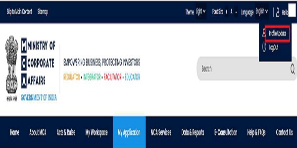 section under Hello Name