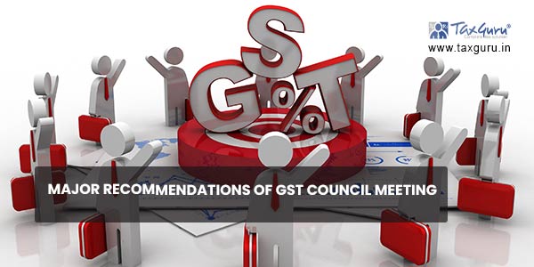 Major recommendations of GST Council meeting