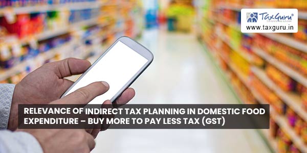 Relevance of Indirect Tax Planning In Domestic Food Expenditure - Buy More To Pay Less Tax (GST)