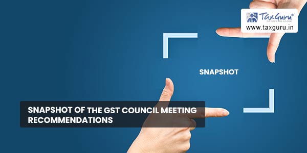 Snapshot of the GST Council Meeting Recommendations