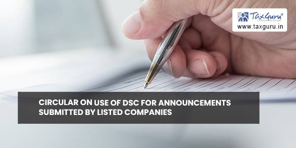 Circular on use of DSC for announcements submitted by listed companies