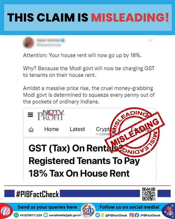 Claim of 18% GST on house rent for tenants is Misleading Govt
