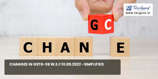 Changes in GSTR-3B w.e.f 01.09.2022 -Simplified