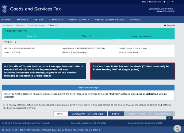 Credit on State Tax on the stock