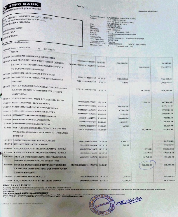 Operational Creditor-Petitioner further enclosed the statement of account