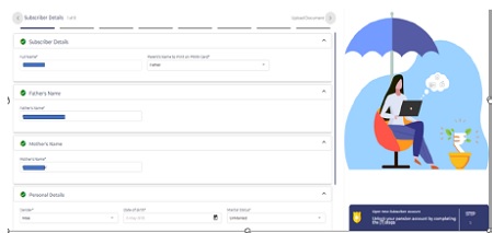 Subscriber can select applicant type and status and proceed