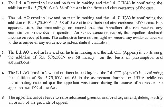 grievance of the assessee read as