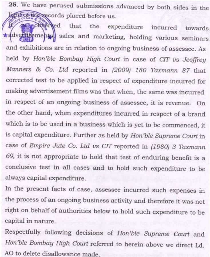 Further the Coordinate Bench of this Tribunal in assessee’s subsidiary