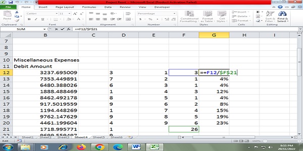 calculate percentage of the same and compare with above stated numbers