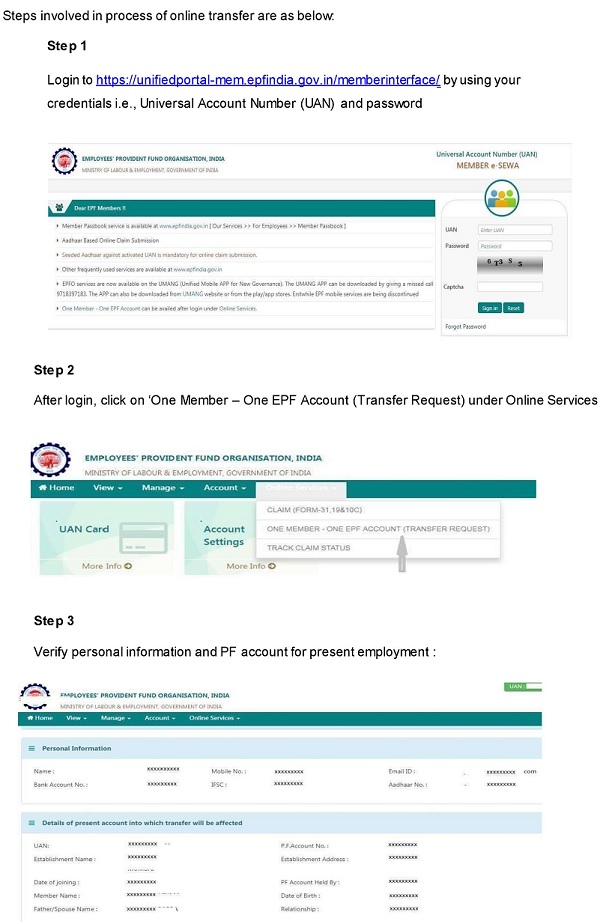 ONLINE PF transfer