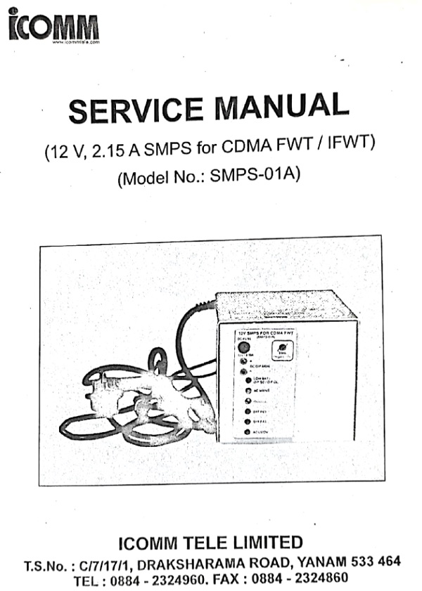 ICOMM Service Manual showing the image of SMPS