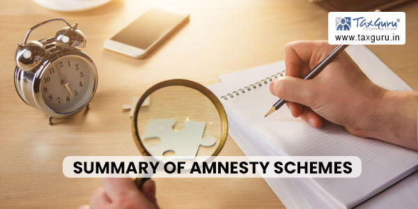 Summary of amnesty schemes issued on 31st March 2023 under GST