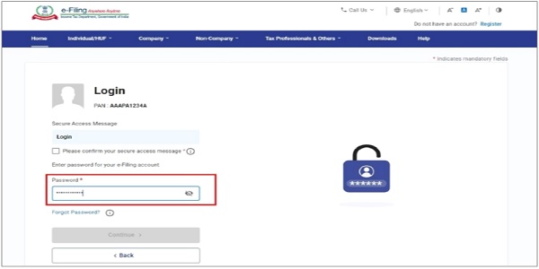 Navigate to e-Filing portal homepage