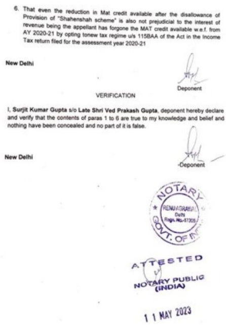 The contents of affidavit filed by the assessee-company is reproduced here under 2