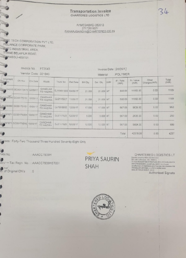 „Consignment Note‟, the appellant issued their Bills