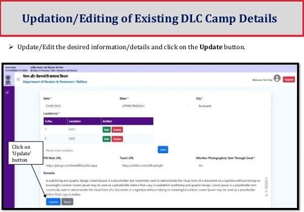 Updation Editing of Existing DLC Camp