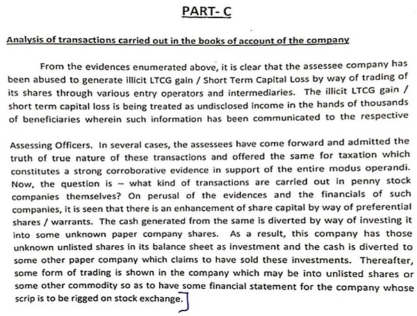 the price of the shares of the assessee company other than manipulative trading