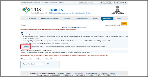 Download the TRACES PDF Generation Utility