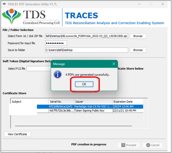 Form 16-PART A shall be generated