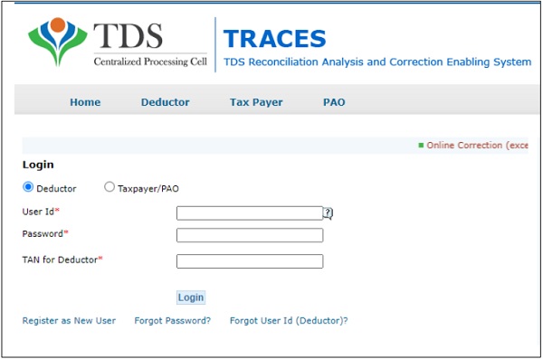 Login using the User ID, Password and TAN