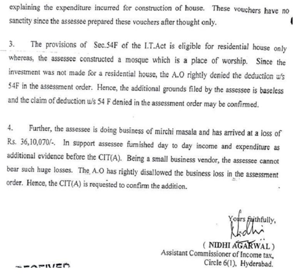 In this regard the Assessing Officer submitted a remand report images 1
