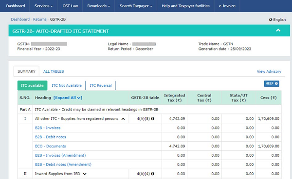 New table ECO-Documents in GSTR-2B