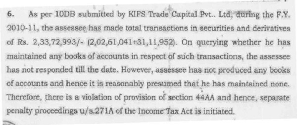 Para-6 of the assessment order reads as under
