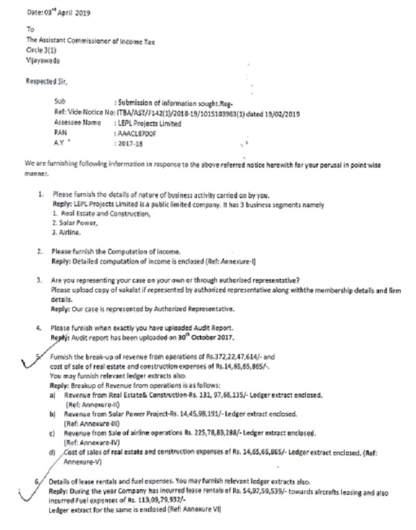 the assessee has submitted its reply on 03.04.2019, which reads as under