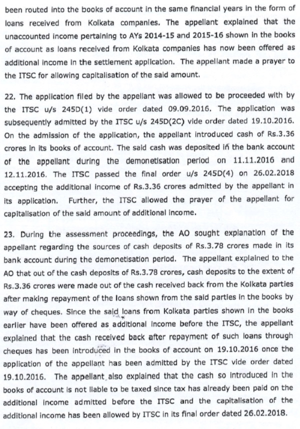 assessee claims to have been utilized cash received back