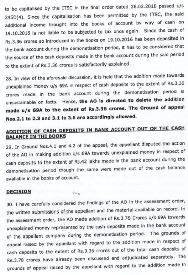 towards capitalization of cash