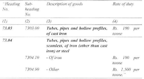 In this case the tariff item reads as follows