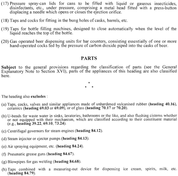 extract of HS classification in respect of relevant headings 8481 and 9616 are given below images 2