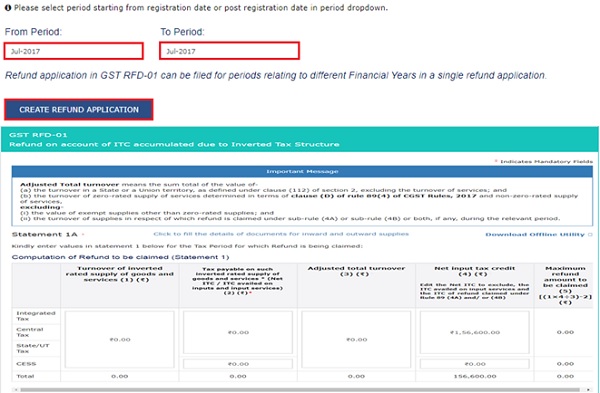 steps to file for refund of ITC 2