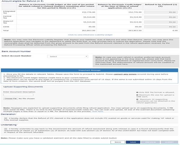 steps to file for refund of ITC 3