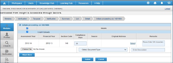 Case Level activity Initiate Proceedings us 148 148A