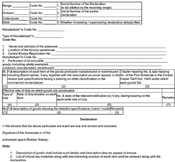 Central Board of Excise & Customs (CBEC) had prescribed detailed images 1
